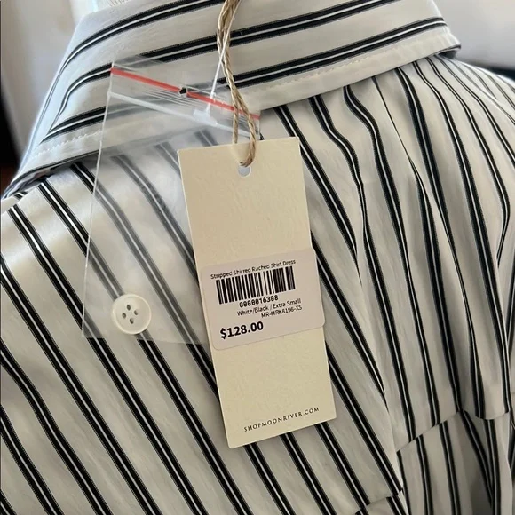 Moon River Navy and White Striped Dress - Picture 3 of 3